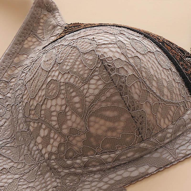 Ladies No Steel Rings Thin Breast Lifting Underwear Gathering Anti-Sagging Bra Sexy Lace Breathable No Restraint Bra