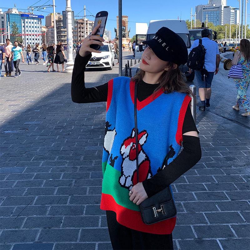 Knitted vest 2019 new sleeveless pullover sweater vest loose V-neck vest women wear