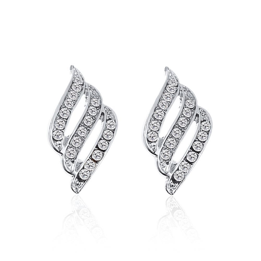 Elegant Angel's Wing Zircon Stud Earrings Classic Rhombus Alloy Stud Earrings for Women Girl Jewelry