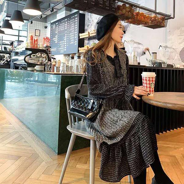 Fashion Plus Size Suit Women's Vest Loose Two-piece Sweater Spring and Autumn Mid-length Knitted Waistcoat