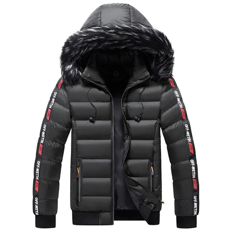 Men's Padded Jacket Men's Thick Warm Jacket with Detachable Hood Youth Bread Clothes Stand-up Collar Jacket Men