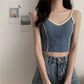 Korean Version of The Retro Contrast Color Girl No Steel Ring Small Chest Gathered Tube Top Bottoming Beautiful Back Vest-style Underwear Women's Bra