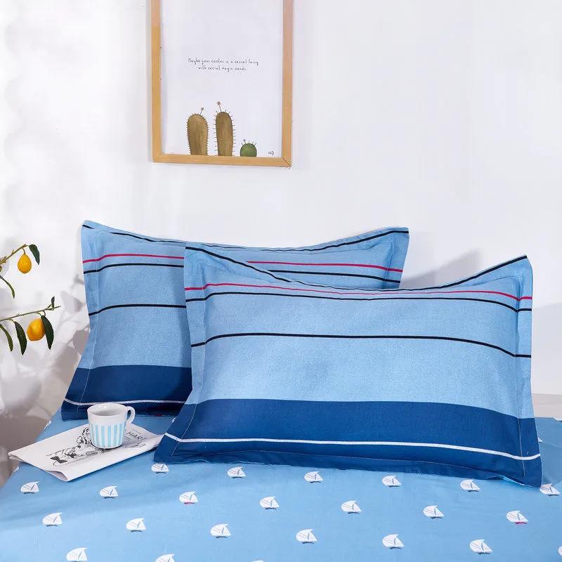 Pure Cotton Twill Pillowcases A Pair of Student Dormitory Simple Printing Pillowcases Double Bedroom Pillowcases