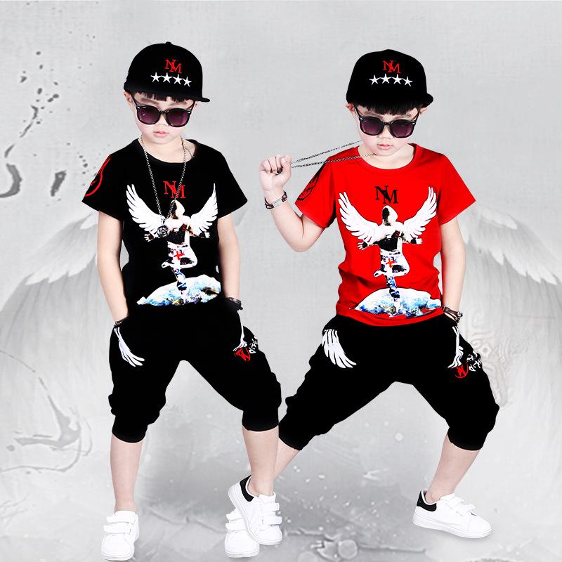 Boys Children's Clothing Summer Short-sleeved Breathable Casual Clothes Korean Version Pullover Two-piece Children's Suit