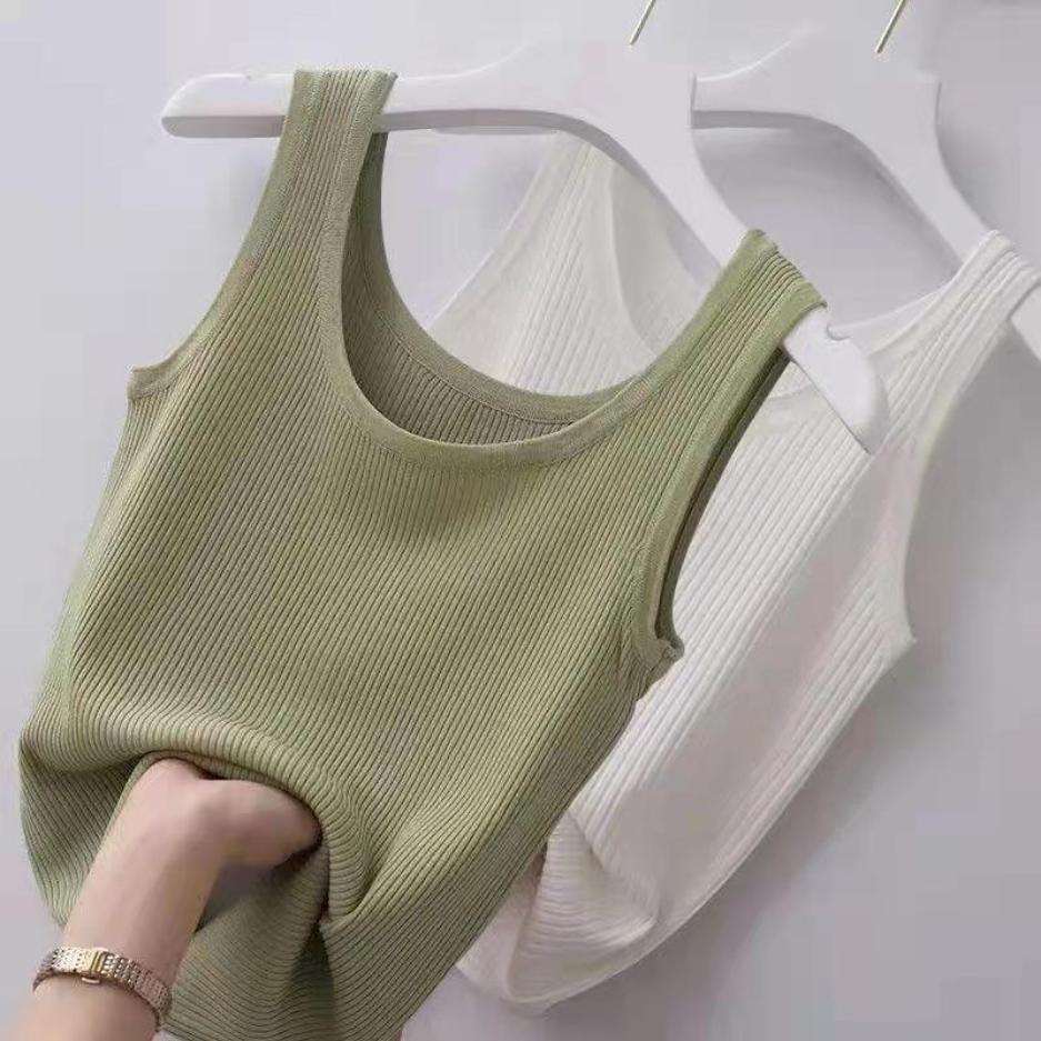 Women's Summer Ice Silk Camisole Outside Wear Large Size Slim Sleeveless Top Thin