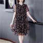 Chiffon Floral  Dress L-XXXXXL Women's Summer Veil Short Sleeve Round Neck Lightweight and Breathable