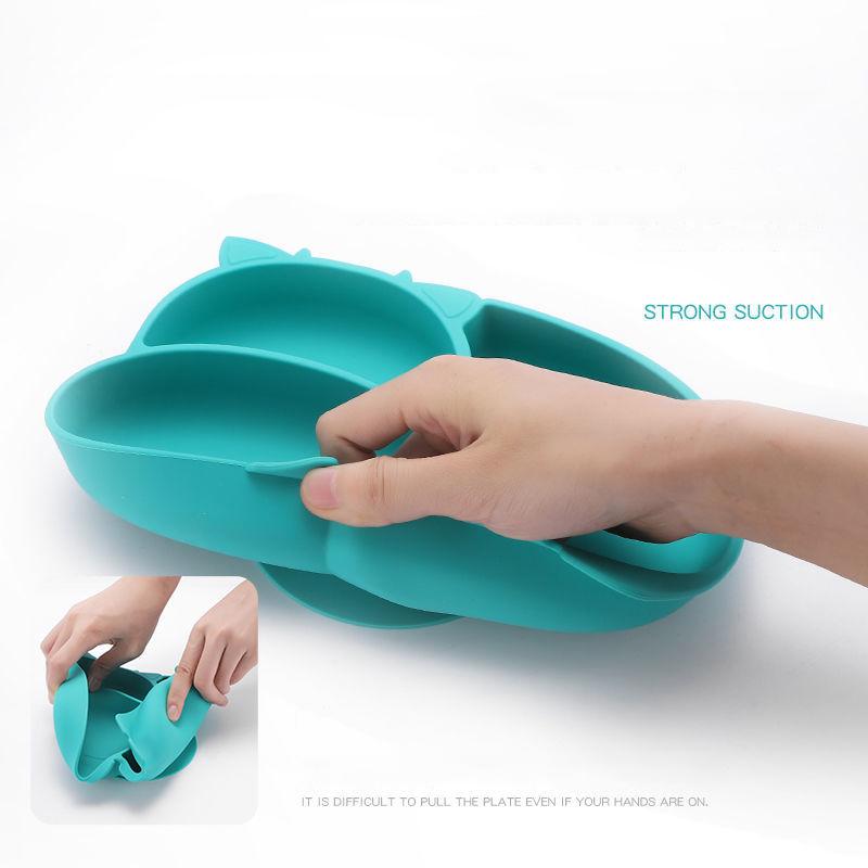 Baby Plate Baby Food Supplement Tools Full Set of Children's Plates Divided Dining Tableware Set All Silicone with Suction Cup