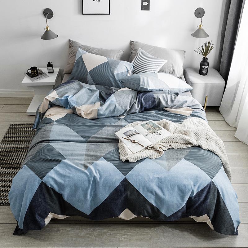 Comfort Cotton 3/4 Pcs Duvet Cover Set Bedspread Fitted Sheet Bedding Set Simple Bedclothes
