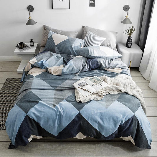 Comfort Cotton 3/4 Pcs Duvet Cover Set Bedspread Fitted Sheet Bedding Set Simple Bedclothes