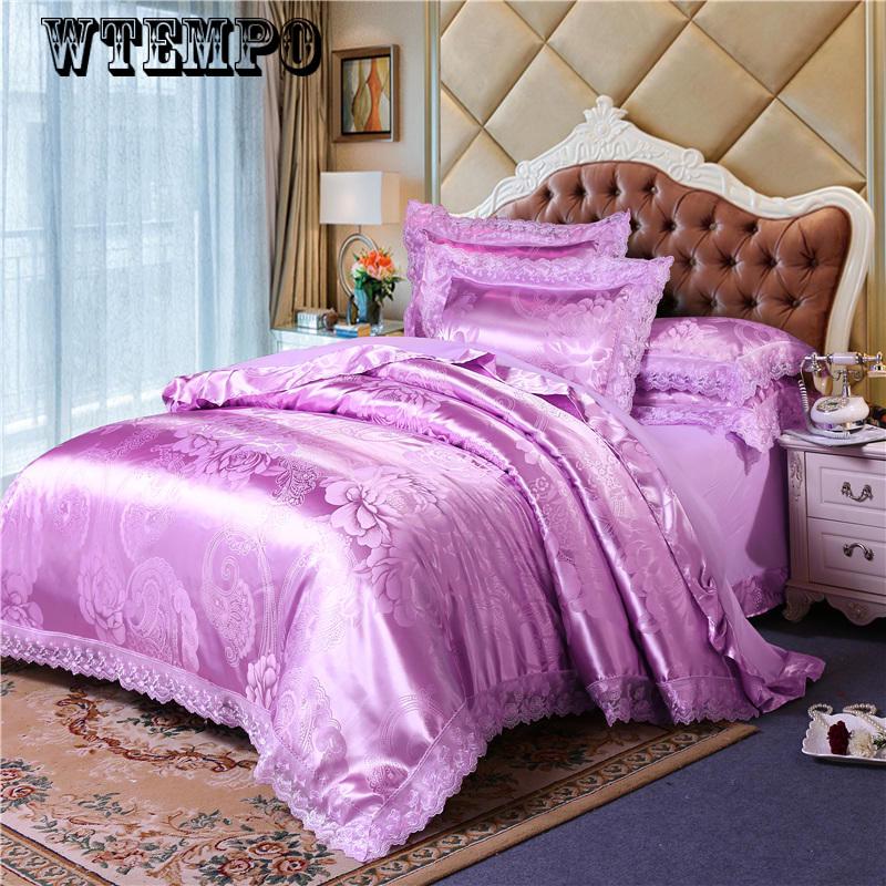 White Silver Pink Cotton Imitate Silk Bedding Set Luxury Queen King Size Bed Set