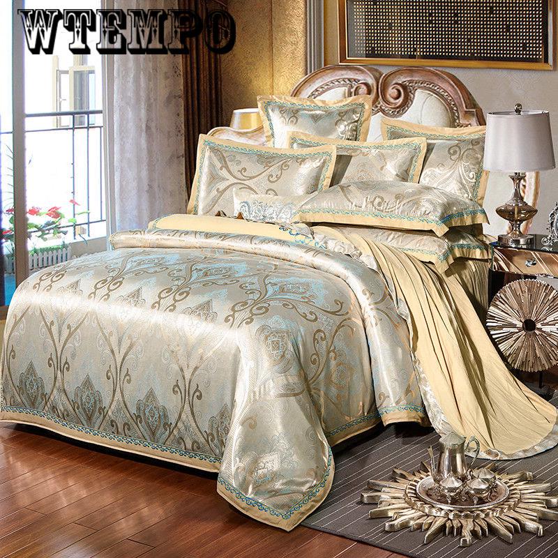 Jacquard cotton four-piece bedding quilt cover sheets pillowcase noble European embroidery