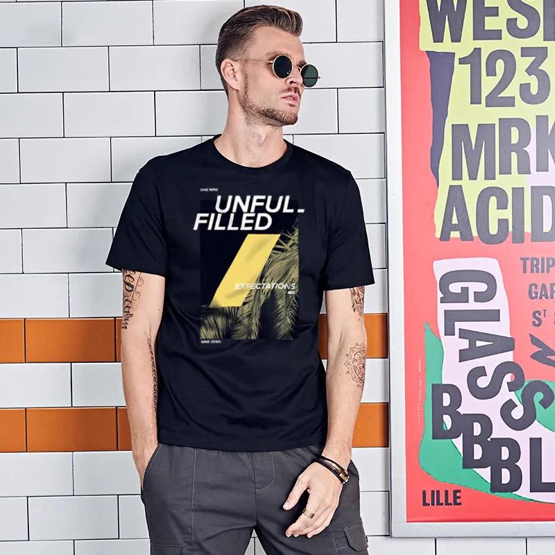 Men's Summer Printed Round Neck Pullover Versatile Summer Casual Loose Short Sleeve Men's Top Thin T-Shirt