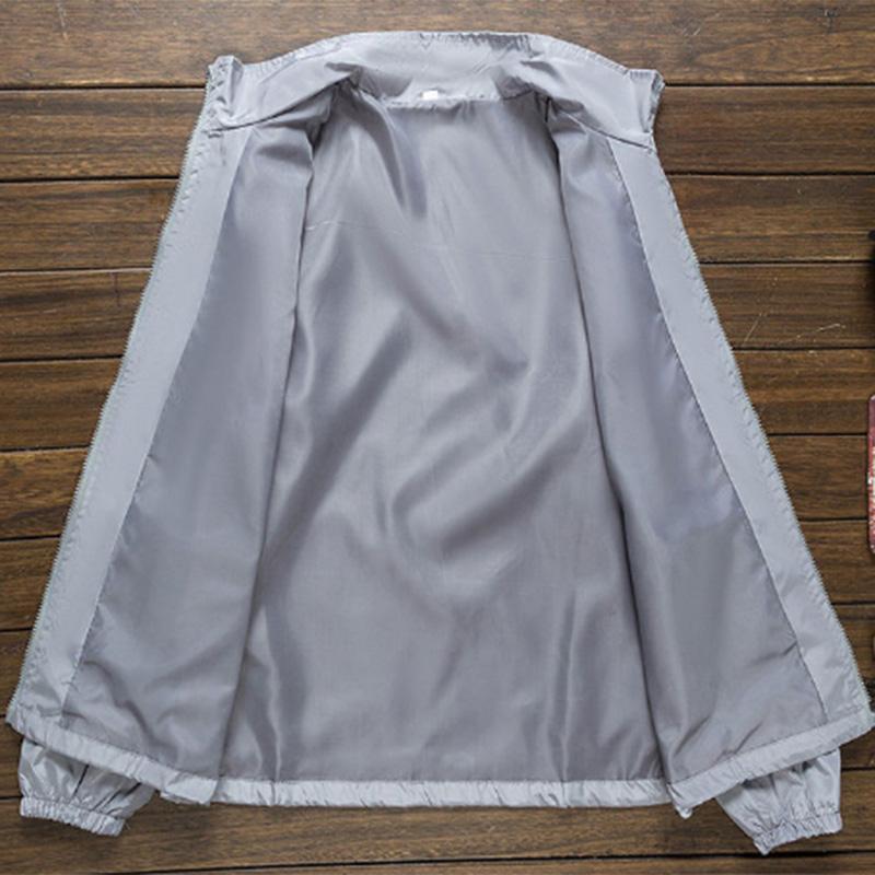 Spring and Autumn Jacket Men's Stand Collar Gown Thin Outdoor Windproof Clothes Youth Top Plus Size Sports Jacket Versatile