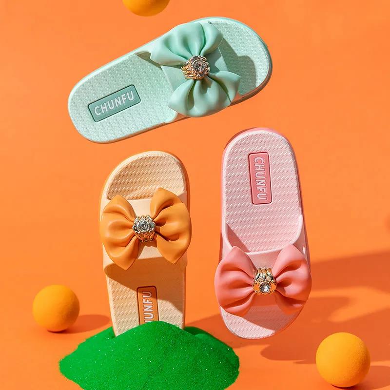 Summer Girls Sandals Slides Kids Beach Sandals Bow-knot Princess Sweet Kids Slippers for Bath Swimming Indoor Outdoor