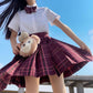 4pcs Jk Uniform Set Sailor Suit Student Plaid Pleated Skirt Tie Stockings Coat Short Skirt Women High Waist Cosplay Sweet Girls