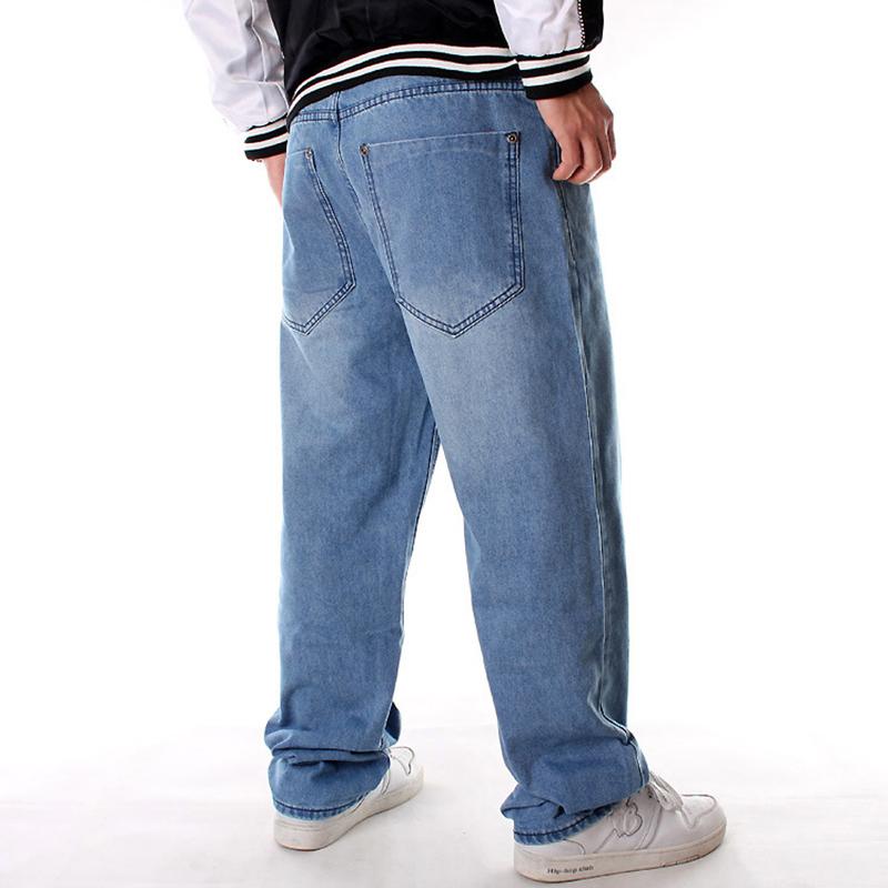 Plus Size Jeans Blue Loose Casual Denim Pants Streetwear Skateboard Baggy Jean Trousers Straight Hip Hop Men Denim Pants