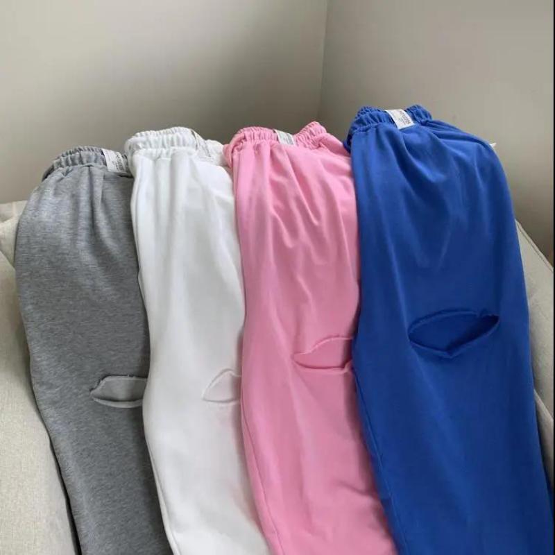 Summer Thin Straight Hole Casual Sports Pants Female Student Korean Version Loose and Thin Drape Mopping Trousers