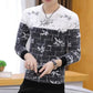 Autumn and Winter Men's Sweater Round Neck Padded Sweater Color-blocking Long-sleeved Jacket