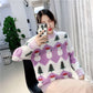 Autumn and Winter Imitation Velvet Printed Christmas Sweater Female Loose Head Sweet Sweater