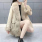 Women's Winter Fur Coat Plus Size Long Sleeve Fur Collar Slim Coat Female Solid Color Casual Warm Jacket