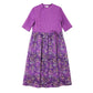 Purple Plus Size Ethnic Style Dress Linen Print Retro Cheongsam Round Neck Button Closure Floral Dress