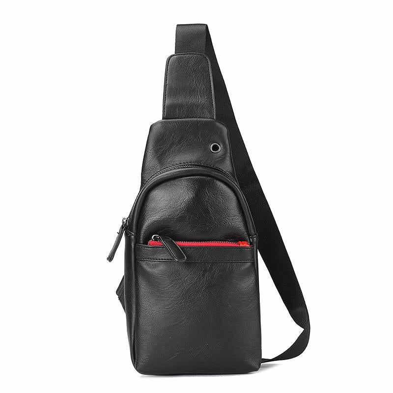 Shoulder bag men's pu leather mobile phone bag chest bag outdoor riding sports Messenger bag