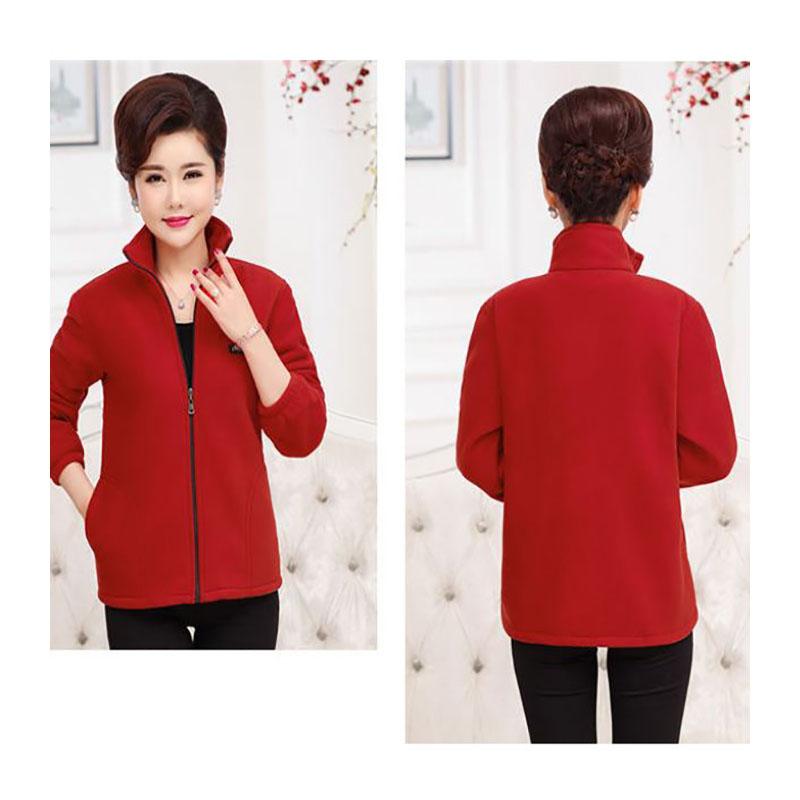 Stand-up Collar Polar Fleece Jacket Winter Ladies Thickened Warmth Short Zipper Jacket Suitable for Young and Middle-aged Women
