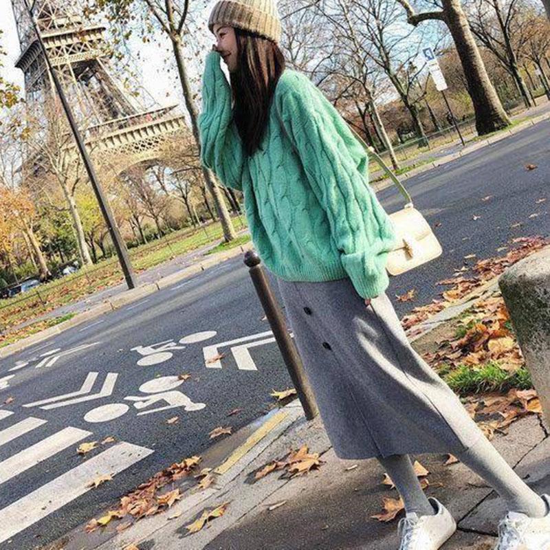 Women Winter Thick Warm Plus Size Knit Sweater Women Loose O-Neck Pullover Twist Pullover Sweater