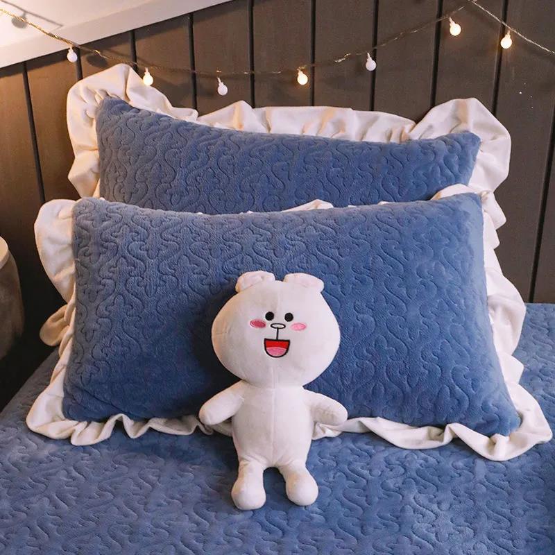 Coral Velvet Pillow Case Pair Pack Thick Pillow Case Girls Bedroom Pillow Core Liner Cover 48x74cm