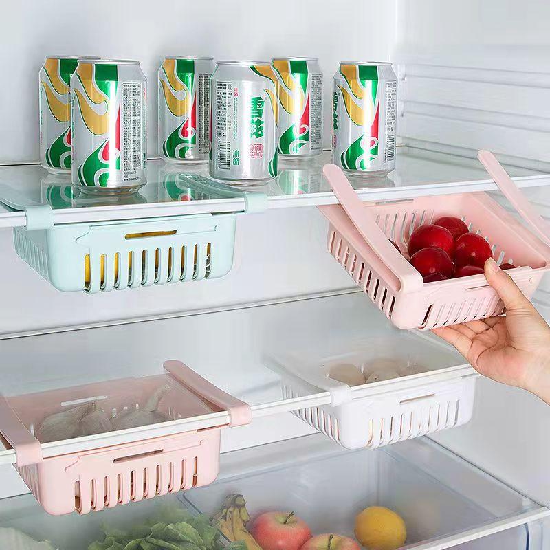 4Pcs Refrigerator Storage Basket Box Fresh-keeping Retractable Egg Storage Basket Drawer Pull-out Multifunctional Fruit Basket Hanging Artifact