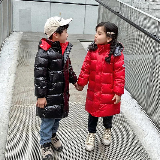 Winter Clothing New Colorful Mid-length Children's Down Jacket Boys and Girls Baby Thickened Middle-aged Children's Jacket Children's Clothing