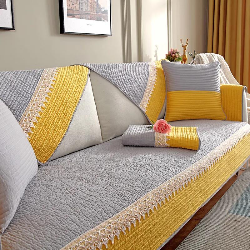Sofa Cushion Four Seasons Universal Nordic Simple Cotton Fabric Cotton Thick Non-slip Cushion Leather Sofa Cover