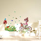 Cartoon girl room decoration wall sticker bicycle girl wall sticker