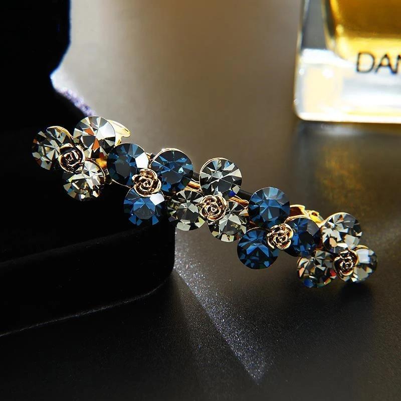 Decorative Hairpin Female Elegant Word Clip Medium Horizontal Clip Temperament Flower Hairpin Ball Hair Clip Shiny Hair Clip