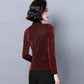 Women's Spring and Autumn T-shirt Plus Size Slim V-neck Long-sleeved Top