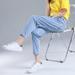 Summer Thin High Waist Cropped Jeans Women's Ripped Large Size Elastic Waist Loose Harem Pants