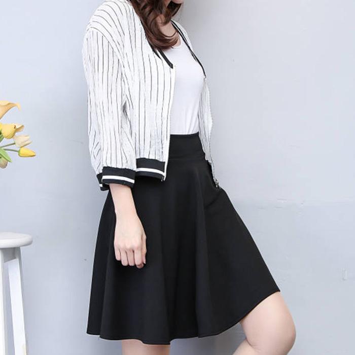 Summer Women Balck Short Skirt Pleated Skirt A-line Skirt Elastic High Waist Sexy Thin Puff Skirt