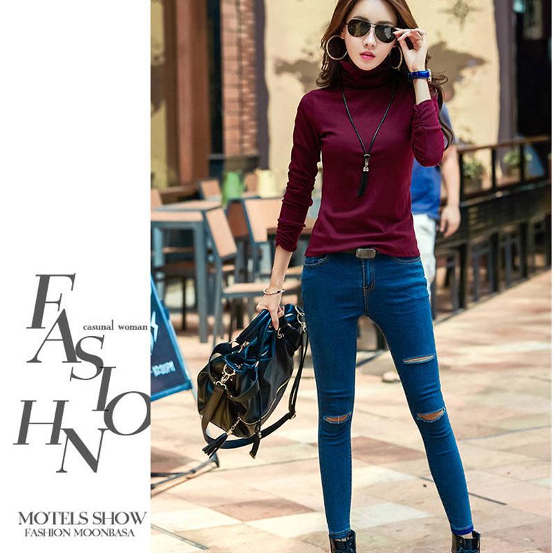 Women sweater wool soft warm Korean knitwear Turtleneck Pullover Sweater Bodycon Basic Thick jumper