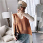 Spring and Autumn Sleeveless Waistcoat V-neck Knitted Vest Sweater Fashion Solid Color Women's Vest
