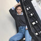 Autumn and Winter V-neck Sweater Female Students Loose and Versatile Color Contrast Pullover Sweater Coat Women