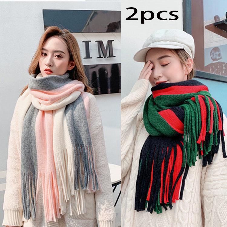 Christmas gift Woman 2pcs Wild Shawl scarf Long section scarf Birthday present Winter warm scarf