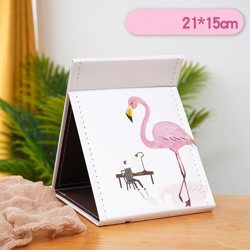 PU Rectangular Makeup Mirror Folding and Portable HD Light and Thin Travel Bedroom Dressing Table