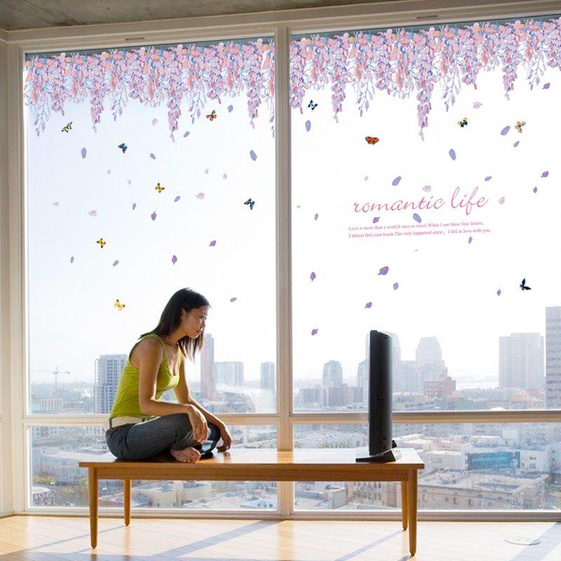 [Wall sticker] new design romantic purple wisteria flowers home decoration wall stickers indoor deca