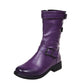 35-43 Plus Size Boots for Women Black Leather Mid-calf Boots Womans Flat Shoes Winter Snow Botas Fashion Designer Retro