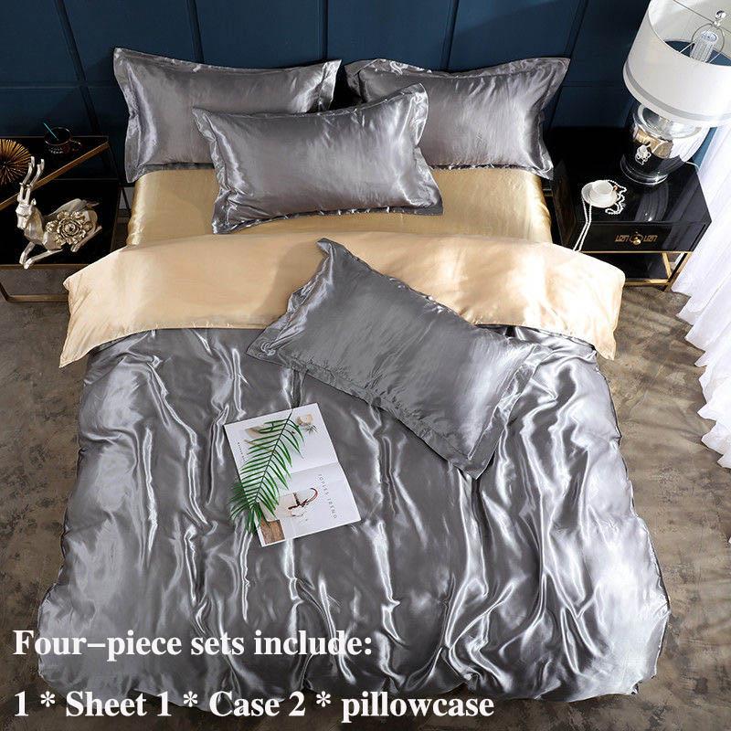 Ice Silk Four-sector Four Seasons Universal Bedding Simple Silk Clothing Skin Naked 1.8 M 2 Meter Bed Bedding Set