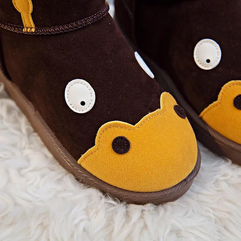 Winter Korean Flat Snow Boots Women Cute Cartoon New Short Boots Thick Waterproof Warm Cotton Shoes
