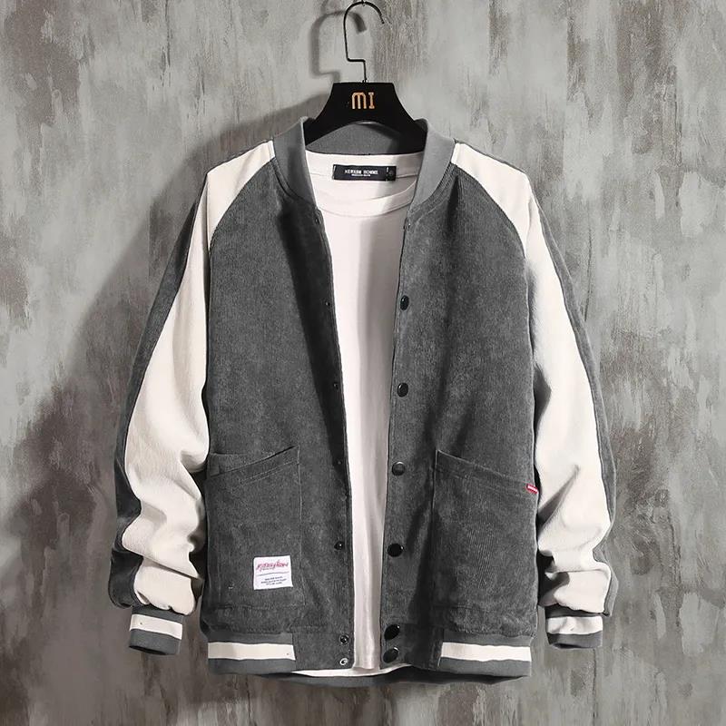 Men's Spring and Autumn Denim Jacket Casual Jacket Baseball Uniform Workwear Men's Long Sleeve Short Warm Button Jacket
