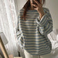 Autumn and Winter Striped Student Loose Pullover Long Sleeve Round Neck All-match Bottoming Sweater Coat