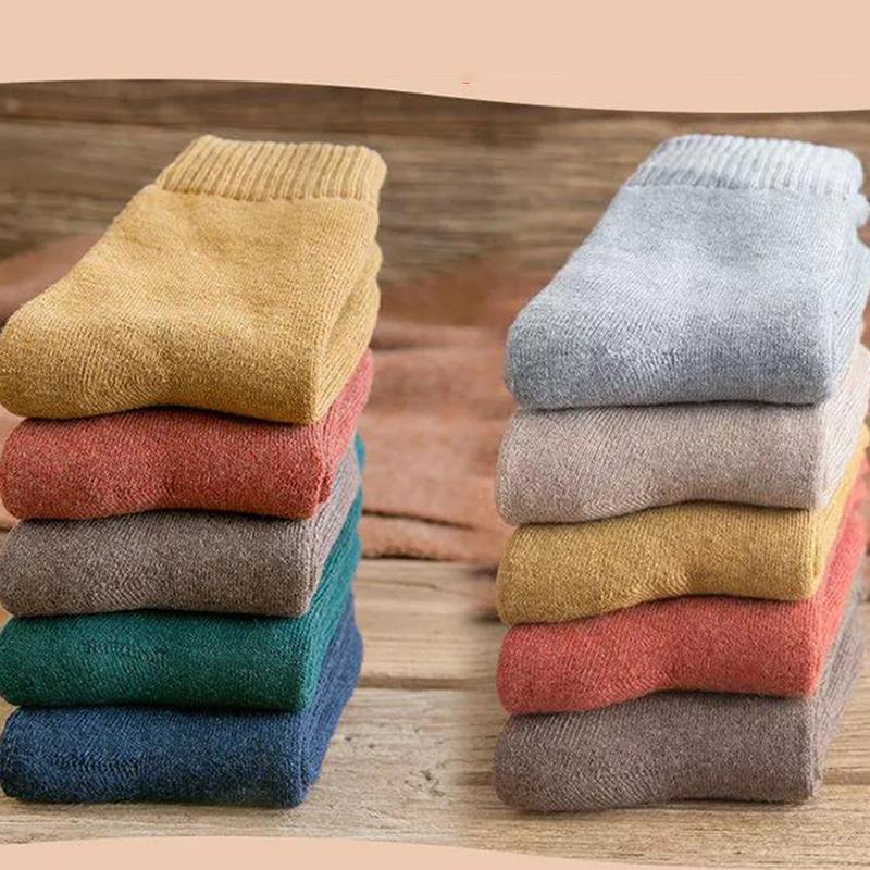 Ten Pairs of Winter Men's Tube Socks Fashion Terry Solid Color Towel Socks Thickened Plus Velvet Warm Socks