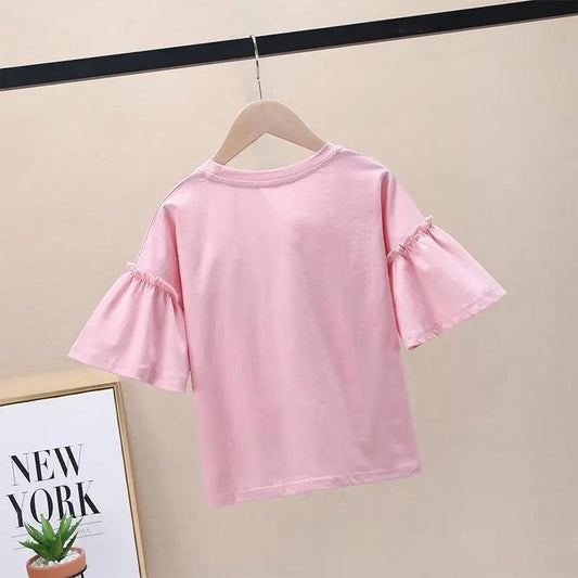 Irl Short -sleeved T -shirt In Summer Half -sleeve Gas Summer Girl Top Children's Bottom Shirt